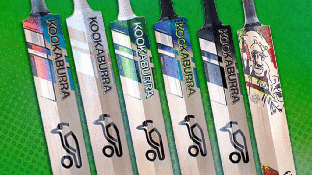 various cricket bats lined up