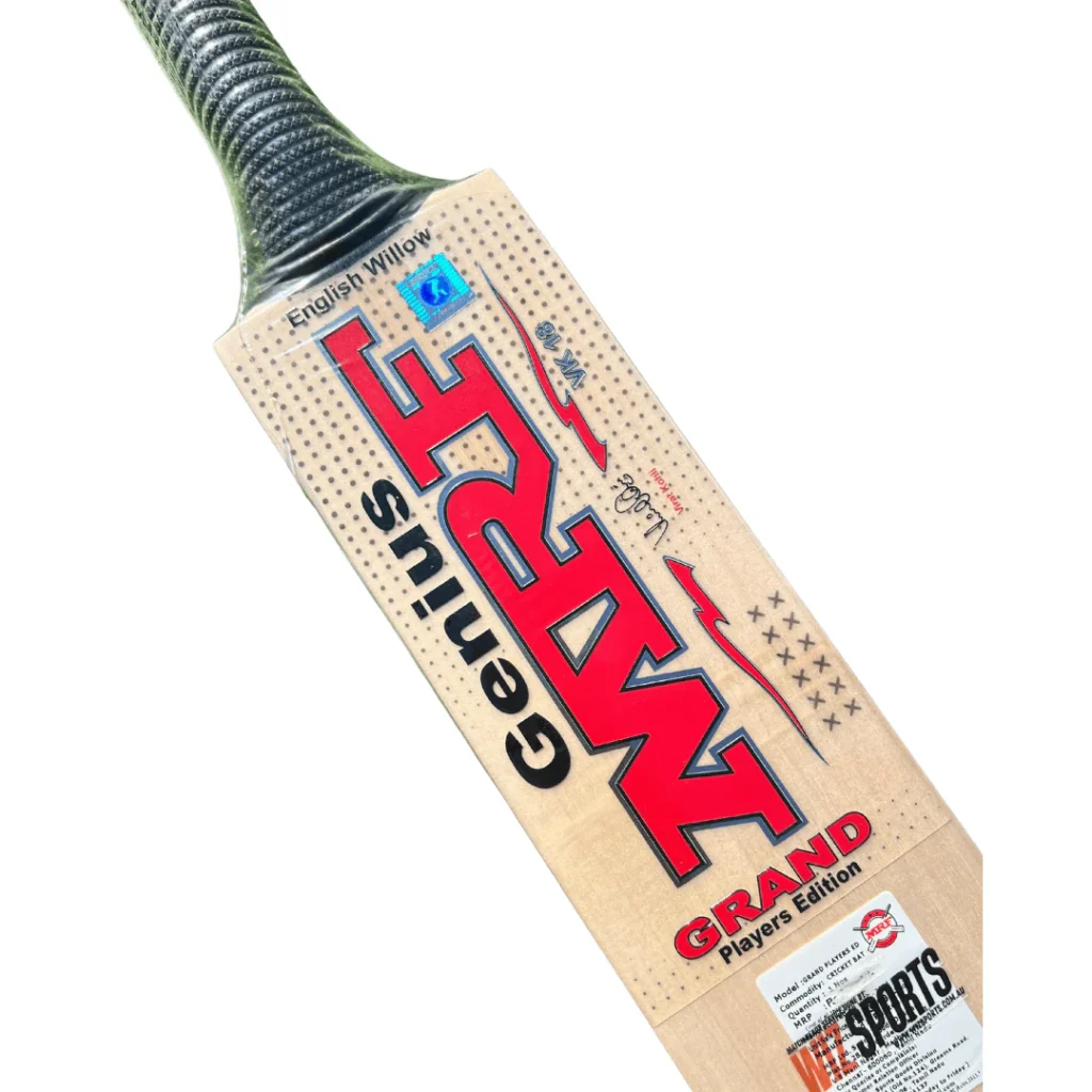 Virat Kohli’s MRF Genius Grand Players Edition bat with thick spine and semi-oval handle