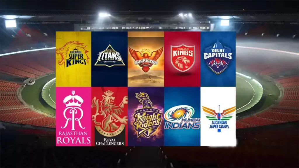 IPL Team Logos 2025 in Stadium – Franchise Emblems Displayed in Sporting Environment