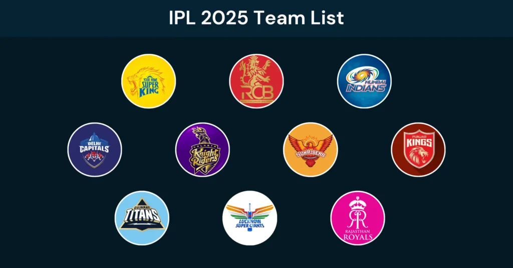 IPL Team Logos 2025 – Circular Icon Set Representing Each Franchise
