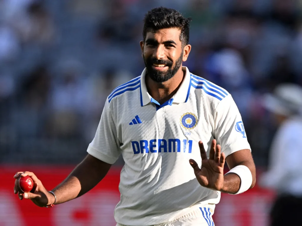 Jasprit Bumrah with red ball during Test match against England