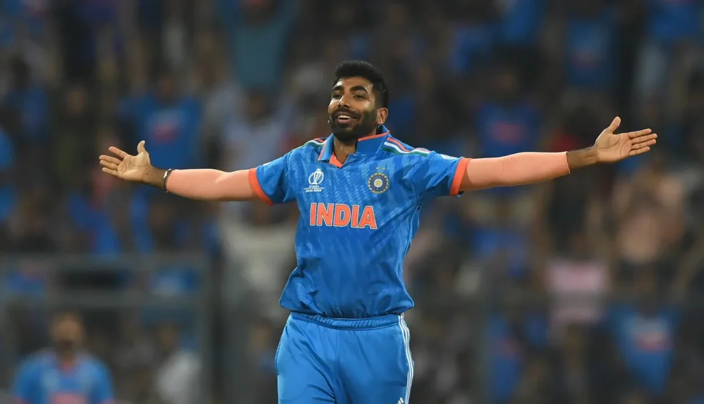 Jasprit Bumrah celebrating wicket in Team India jersey