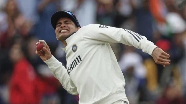 Shubman Gill celebrates after scoring a double century in IND vs ENG 2nd Test 2025